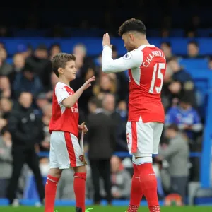 Arsenal mascot with Alex Oxlade-Chamberlain (Arsenal)