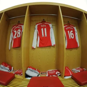 Arsenal: Mesut Ozil's Empty Jersey in the Changing Room before Arsenal vs Stoke City (2014-15)