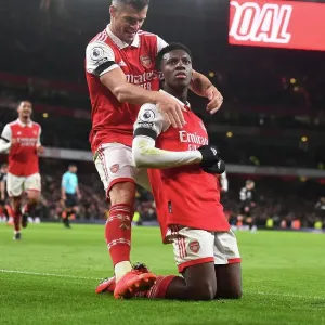 Arsenal: Nketiah and Xhaka Celebrate Goals Against West Ham (2022-23) Arsenal: Nketiah and Xhaka Celebrate Goals Against West Ham (2022-23)