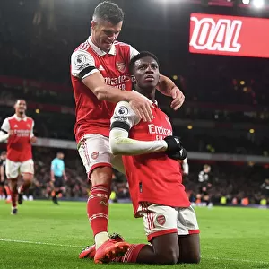 Arsenal: Nketiah and Xhaka Celebrate Goals Against West Ham (2022-23)