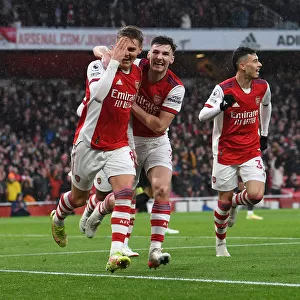 Arsenal: Odegaard and Tierney's Celebration After Scoring Against Southampton (Premier League 2021-22)