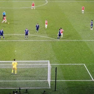 Arsenal penalty area. Arsenal 1: 0 Stoke City. Barclays Premier League. Emirates Stadium