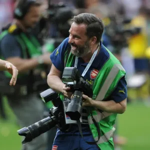 Arsenal photographer Stuart MacFarlane after the match. Arsenal 4: 0 Aston Villa. FA Cup Final Arsenal photographer Stuart MacFarlane after the match. Arsenal 4: 0 Aston Villa. FA Cup Final