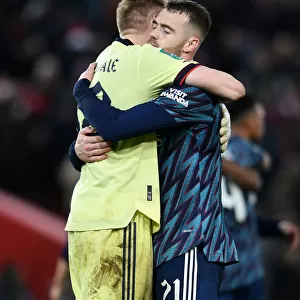 Arsenal Players Aaron Ramsdale and Calum Chambers Reaction after Carabao Cup Semi-Final First Leg vs Liverpool