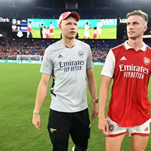 Arsenal Players Aaron Ramsdale and Rob Holding Post-Match in Baltimore During Pre-Season Tour against Everton