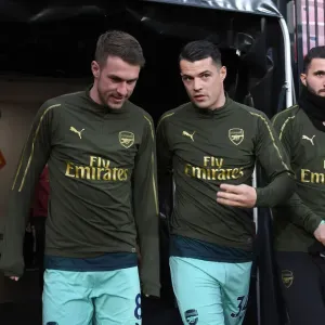 Arsenal Players Aaron Ramsey and Granit Xhaka Before Watford Match, 2018-19 Premier League