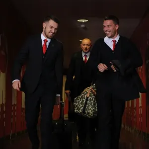 Arsenal Players Aaron Ramsey and Lukas Podolski in the Tunnel Before Arsenal v Manchester United (2014-15) Arsenal Players Aaron Ramsey and Lukas Podolski in the Tunnel Before Arsenal v Manchester United (2014-15)
