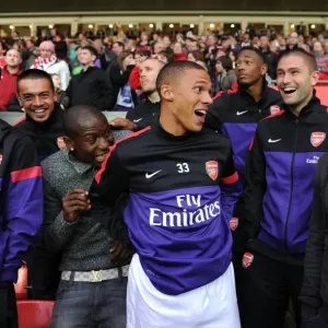 Arsenal Players: Benik Afobe, Kieran Gibbs, Henri Lansbury, and Alex Oxlade-Chamberlain during the Southampton v Arsenal Pre-Season Match, 2012-13 Arsenal Players: Benik Afobe, Kieran Gibbs, Henri Lansbury, and Alex Oxlade-Chamberlain during the Southampton v Arsenal Pre-Season Match, 2012-13