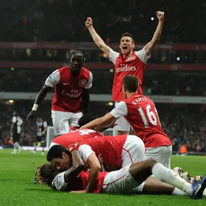 Arsenal Players Celebrate Second Goal vs. Newcastle United, Premier League 2011-12 Arsenal Players Celebrate Second Goal vs. Newcastle United, Premier League 2011-12