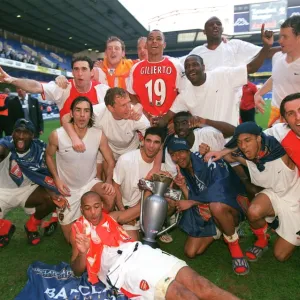 The Arsenal players celebrate winning the league. Tottenham Hotspur v Arsenal