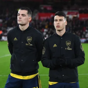 Arsenal Players Granit Xhaka and Gabriel Martinelli Before FA Cup Match vs AFC Bournemouth