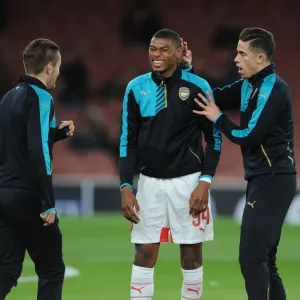Arsenal Players Jeff Reine-Adelaide and Gabriel Share a Light-Hearted Moment During Champions League Warm-Up Arsenal Players Jeff Reine-Adelaide and Gabriel Share a Light-Hearted Moment During Champions League Warm-Up