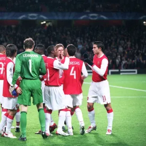 Arsenal players before the match