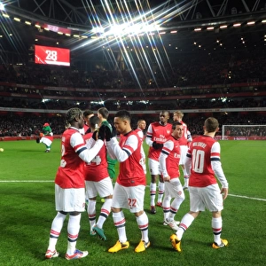 Arsenal players before the match. Arsenal 1: 0 Swansea City. FA Cup 3rd Round replay