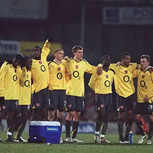 The Arsenal players during the penalty shoot out. Doncaster Rovers 2: 2 Arsenal