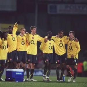 The Arsenal players during the penalty shoot out. Doncaster Rovers 2: 2 Arsenal