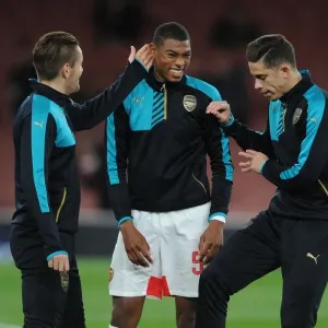 Arsenal Players Playful Warm-Up: Jeff Reine-Adelaide, Gabriel, and Mathieu Debuchy Goof Around Before Arsenal v Dinamo Zagreb (2015-16) Arsenal Players Playful Warm-Up: Jeff Reine-Adelaide, Gabriel, and Mathieu Debuchy Goof Around Before Arsenal v Dinamo Zagreb (2015-16)