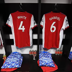 Arsenal Players Prepare for Premier League Clash Against Watford: Ben White and Gabriel in the Dressing Room