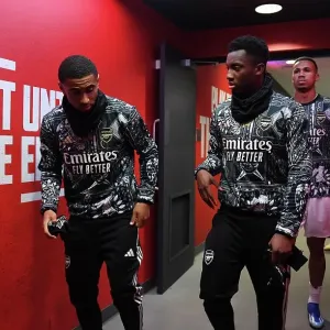 Arsenal Players Reunite: Nelson and Nketiah Deep in Conversation Before Arsenal v West Ham (2023-24) Arsenal Players Reunite: Nelson and Nketiah Deep in Conversation Before Arsenal v West Ham (2023-24)