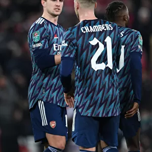 Arsenal Players Rob Holding and Calum Chambers After Carabao Cup Semi-Final First Leg vs Liverpool