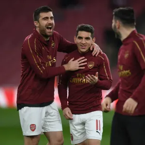 Arsenal Players Sokratis and Torreira Warm Up Ahead of Arsenal v BATE Borisov UEFA Europa League Clash Arsenal Players Sokratis and Torreira Warm Up Ahead of Arsenal v BATE Borisov UEFA Europa League Clash