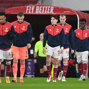 Arsenal Players Walk Out Before Arsenal vs Burnley Premier League Match, Emirates Stadium, London, 2020
