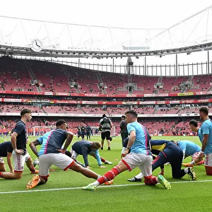 Arsenal Players Warm Up Ahead of Arsenal v Brighton & Hove Albion Premier League Clash at Emirates Stadium (2022-23)