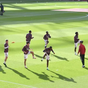 Arsenal Players Warm Up Ahead of Arsenal v Watford Premier League Clash at Emirates Stadium Arsenal Players Warm Up Ahead of Arsenal v Watford Premier League Clash at Emirates Stadium