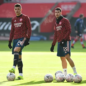 Arsenal Players Warm Up Ahead of Emirates FA Cup Fourth Round Clash with Southampton