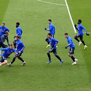 Arsenal Players Warm Up Ahead of Sheffield United Clash in Premier League