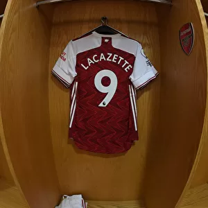 Arsenal: Pre-Match Room - Lacazette's Shirt, Arsenal vs West Ham United (2020-21)