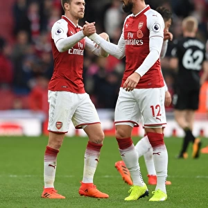 Arsenal: Ramsey and Giroud Share a Moment after Arsenal's Victory over Swansea City