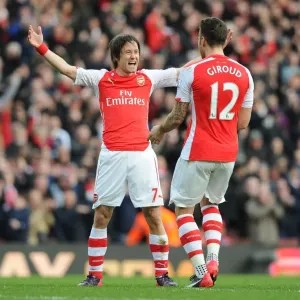 Arsenal: Rosicky and Giroud Celebrate Goals Against Everton (2014-15) Arsenal: Rosicky and Giroud Celebrate Goals Against Everton (2014-15)