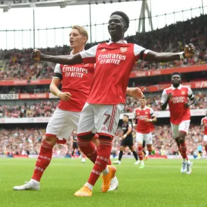 Arsenal FC Print: Saka and Odegaard Celebrate Goal in Emirates Cup Victory Arsenal FC Print: Saka and Odegaard Celebrate Goal in Emirates Cup Victory