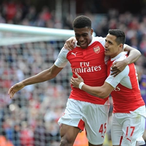 Arsenal: Sanchez and Iwobi Celebrate Goal vs. Watford, Premier League 2015-16