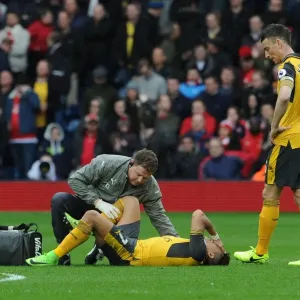 Arsenal: Sanchez Receives Treatment as Koscielny Looks On During West Bromwich Albion Match