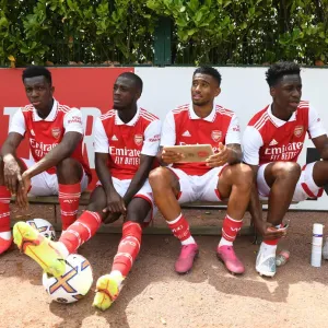 Arsenal Stars Eddie Nketiah, Nicolas Pepe, Reiss Nelson, and Sambi Training Ahead of Arsenal v Ipswich Town Pre-Season Friendly