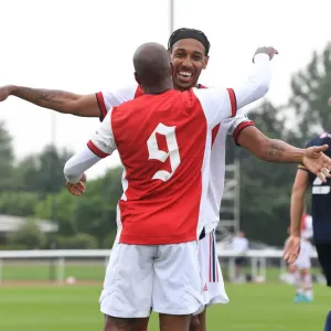 Arsenal Stars Lacazette and Aubameyang Celebrate Goal in Pre-Season Victory Arsenal Stars Lacazette and Aubameyang Celebrate Goal in Pre-Season Victory