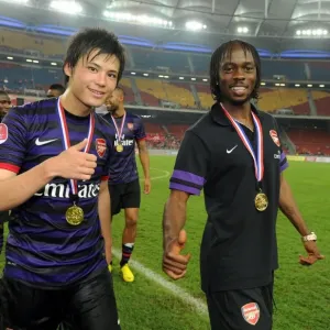 Arsenal Stars Ryo Miyaichi and Gervinho Post-Match in Kuala Lumpur, 2012