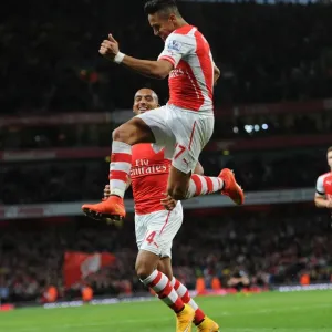 Arsenal Stars: Sanchez and Walcott Celebrate Goals Against Burnley, 2014/15 Arsenal Stars: Sanchez and Walcott Celebrate Goals Against Burnley, 2014/15