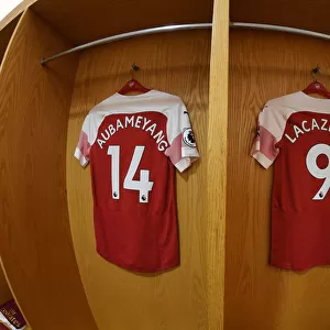 Arsenal Strikers Aubameyang and Lacazette: Preparing for Battle in the Arsenal Changing Room (2018-19)