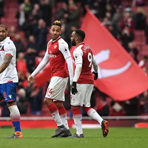 Arsenal Strikers Aubameyang and Lacazette Celebrate Victory Over Stoke City