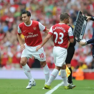 Arsenal substitute Robin van Persie replaces Andrey Arshavin. Arsenal 6: 0 Blackpool