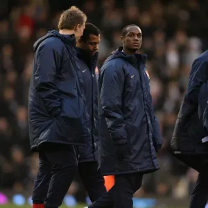 Arsenal substitutes Justin Hoyte, Jens Lehmann, Gilberto, Nicklas Bendtner at half time Arsenal substitutes Justin Hoyte, Jens Lehmann, Gilberto, Nicklas Bendtner at half time