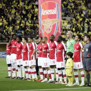 The Arsenal team line up before the match