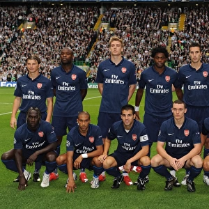 The Arsenal team line up before the match
