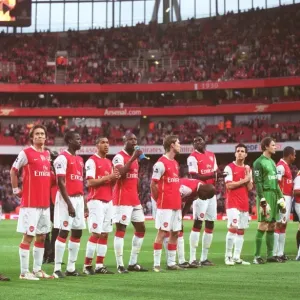 The Arsenal team line up before the match The Arsenal team line up before the match