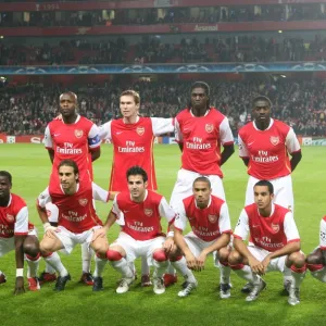 Arsenal team line up before the match