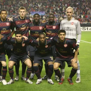 The Arsenal team line up before the match