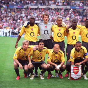 Arsenal team line up before the match